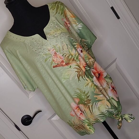 Alfred Dunner sz XL tropical Side-tie tunic - Picture 1 of 10